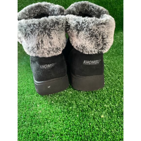 KHOMBU Black Suede Faux Fur Trim Winter Boots Womens Size 9 M - Picture 5 of 7